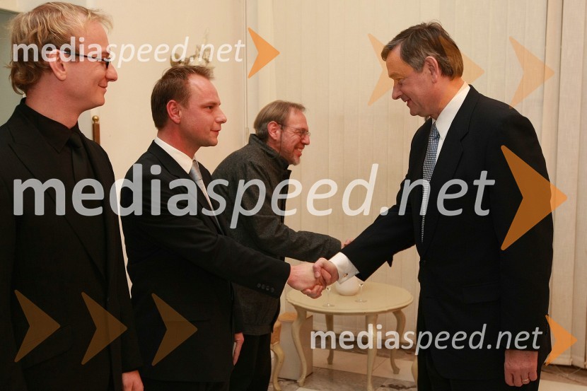 Boštjan Lipovšek, hornist in dr. Danilo Türk, predsednik Republike SlovenijePodelitev Prešernovih nagrad ob slovenskem kulturnem prazniku