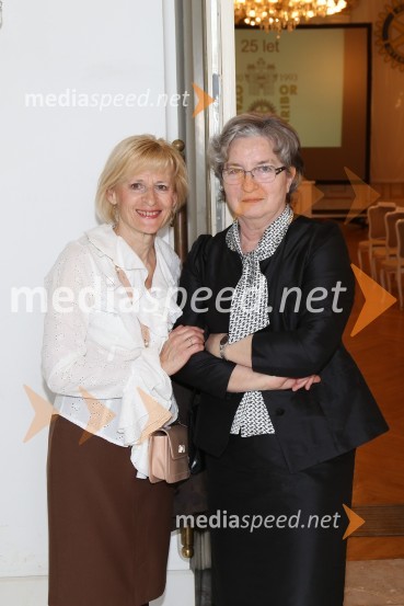  Mira Cvetnič;  Marija Podhostnik, Inner Wheel MariborRotary klub,  25. obletnica kluba