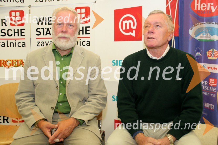 Jaro Kalan, direktor Smučarske zveze Slovenije in Tone Vogrinec, direktor alpskega smučarskega skladaSmučarska reprezentanca, tiskovna konferenca