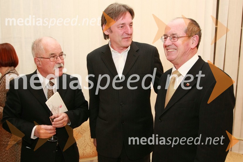 Dr. Boštjan Žekš, predsednik SAZU, Vasko Simoniti, minister za kulturo in France Cukjati, predsednik državnega zboraPodelitev Prešernovih nagrad ob slovenskem kulturnem prazniku