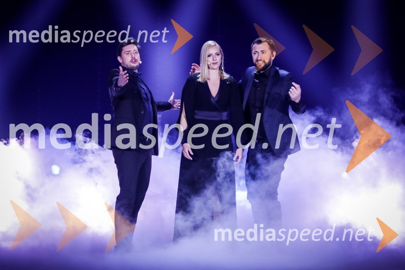  Tin Vodopivec, stand up komik;  Anja Križnik Tomažin, voditeljica;  Perica Jerkovič, stand-up komikZmagovalka Dnevov slovenske zabavne glasbe, Poprock je Anabel