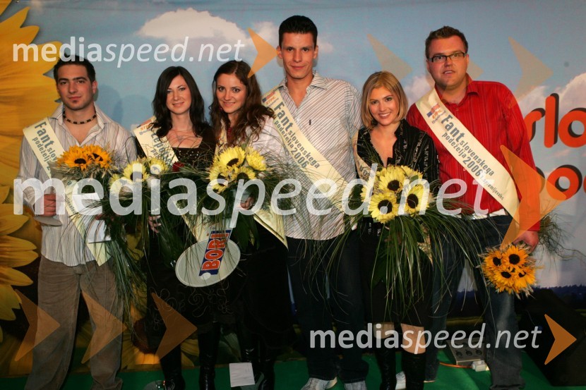 2.spremljevalca Luka Peternel iz Gorenje vasi in Silva Kralj iz Bele Krajine, zmagovalca Darja Hostnik iz Pristave pri Mestinju in Uroš Rožman iz Dolnje Počehove ter 1.spremljevalca Anita Perme iz Grosuplja in Gregor Jordan iz Kostanjevice na KrkiLepo 2006 finale