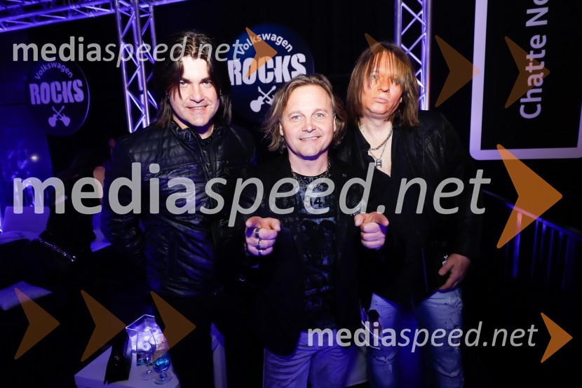  Bor Zuljan, kitarist, Šank rock;  Matjaž Jelen, pevec, skupina Šank Rock;  Cvetko Polak, basist, skupina Šank RockVolkswagen rocks, zaključni koncert