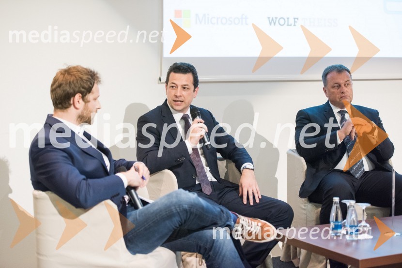  Jan  Bratanič, novinar, Svet kapitala;  Roland Marko, partner, Wolf Theiss;  Robert Trnovec, generalni direktor Microsoft SlovenijaUredba o varstvu podatkov, AmCham Fokus