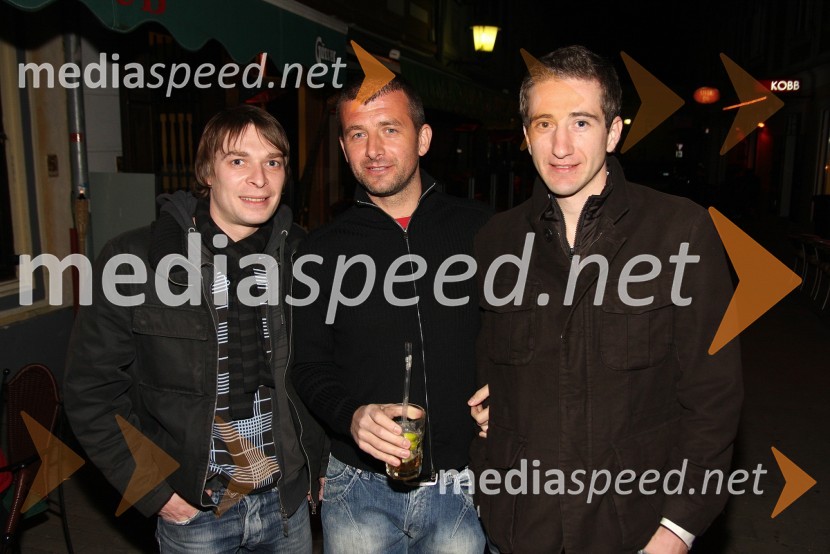 Anton Bogov, baletnik, Dejan Djuranovič, nekdanji nogometaš in Miha Pitamic, nogometaš10. obletnica lokala Patricks Pub