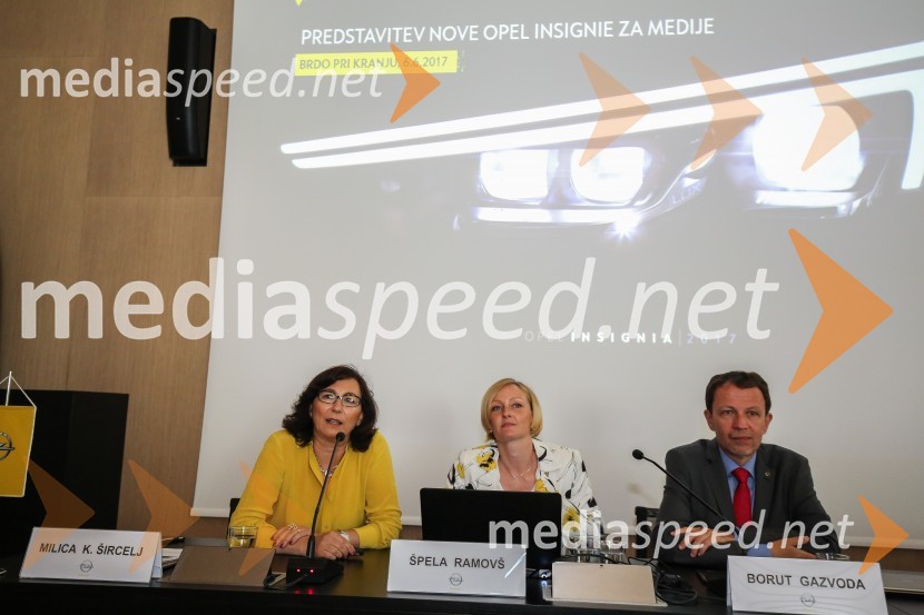  Milica Kopanja Šircelj, vodja odnosov z javnostmi, Opel Slovenija;  Špela Ramovš, vodja marketinga, Opel Slovenija;  Borut Gazvoda, direktor, Opel SlovenijaNova Opel Insignia Grand Sport, slovenska predstavitev
