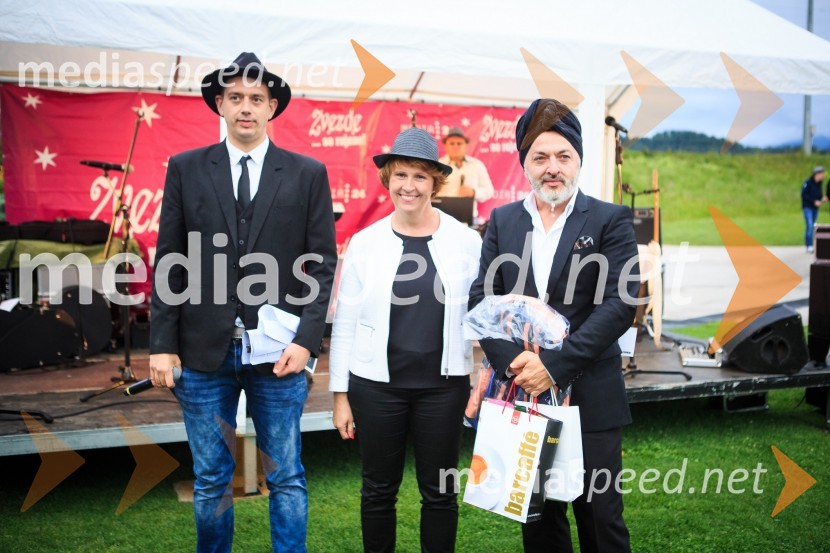  Rok Terkaj - Trkaj, raper;  Simona  Dakič Nemanič, urednica revije Zvezde;  Milan Gačanovič - Gacho, oblikovalecZvezde pod klobuki 2017