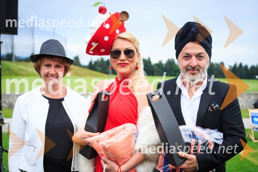  Simona  Dakič Nemanič, urednica revije Zvezde;  Christa Žentiily - Salomé;  Milan Gačanovič - Gacho, oblikovalecZvezde pod klobuki 2017