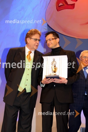 Vinko Šimek, humorist, Marjan Šarec, imitator v oddaji Hri-bar in prvi Vitez dobre volje 2008Parada humorja 2008