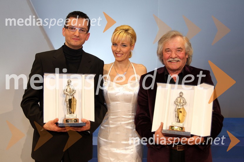 Marjan Šarec, imitator v oddaji Hri-bar in prvi Vitez dobre volje 2008, Pia Pustovrh, članica Moped showa in Jože Napotnik, slikar in drugi Vitez dobre volje 2008Parada humorja 2008