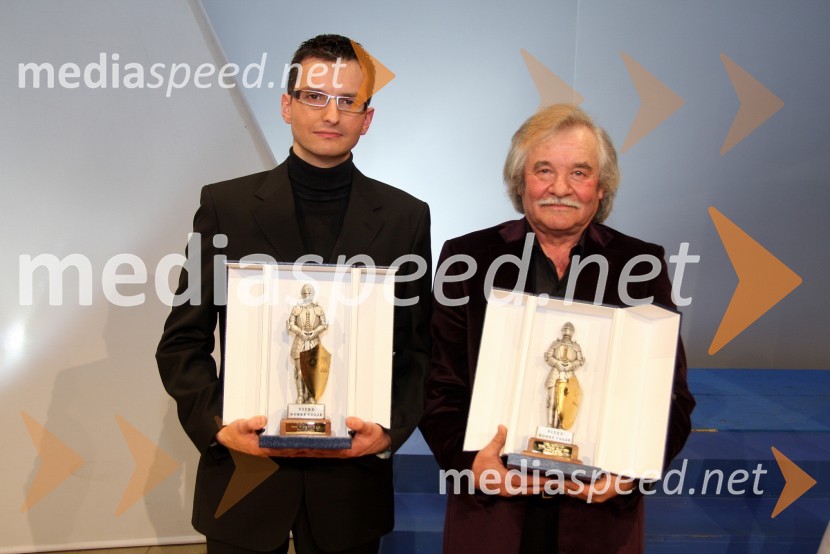 Marjan Šarec, imitator v oddaji Hri-bar in prvi Vitez dobre volje 2008 in Jože Napotnik, slikar in drugi Vitez dobre volje 2008Parada humorja 2008