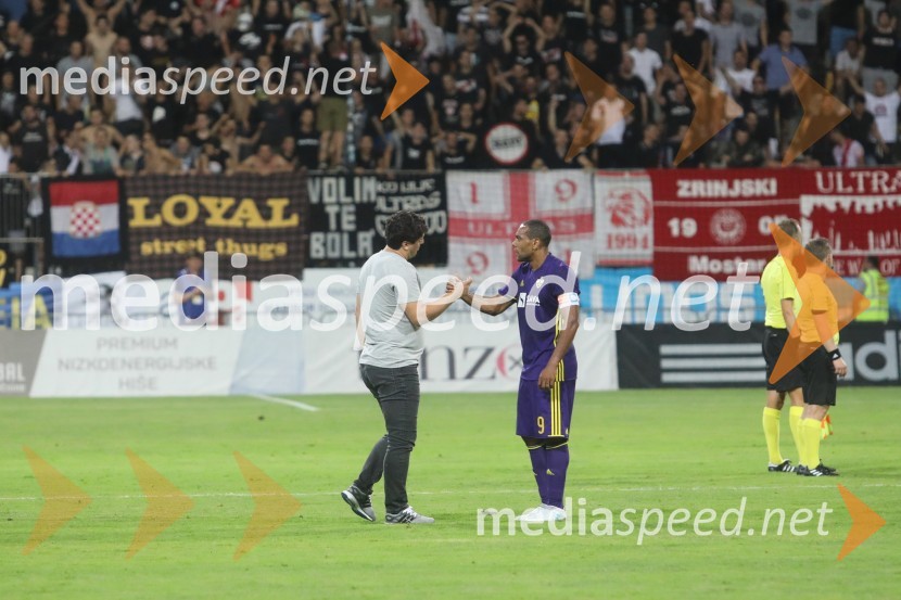  Zlatko Zahovič, športni direktor NK Maribor;  Marcos  Tavares, nogometaš, NK MariborMaribor – Zrinjski Mostar, nogometna tekma, kvalifikacije za Ligo prvakov