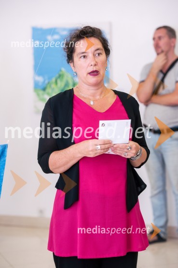 Mojca Zlokarnik, predsednica Društva likovnih umetnikov LjubljanaModra roža in druge ptice, otvoritev razstave