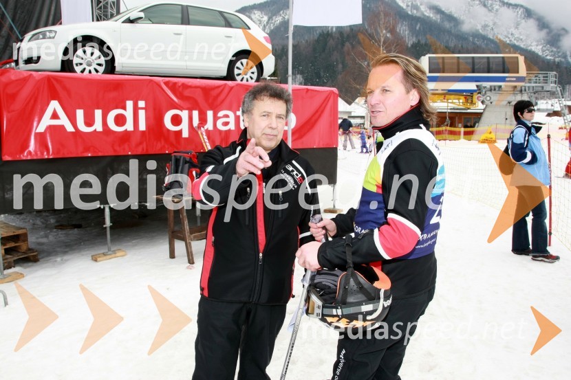 Zdravko Geržina, lastnik glasbene agencije Geržina in organizator tekmovanja in Matjaž Jelen, pevec skupine Šank RockX-plosion of fun: Veleslalom slovenskih glasbenih zvezdnikov