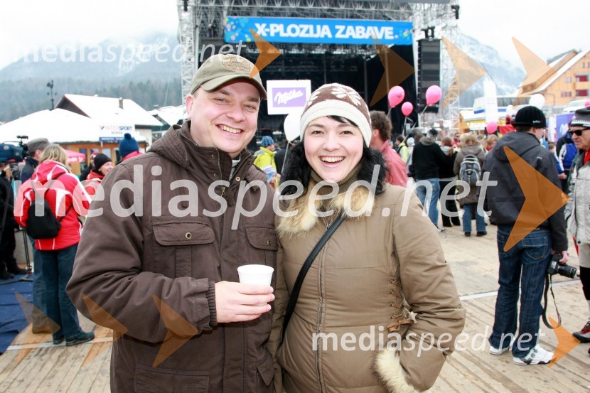 Sašo Papp in Polona Požgan, voditeljica jutranjega programa RadiaX-plosion of fun: Veleslalom slovenskih glasbenih zvezdnikov