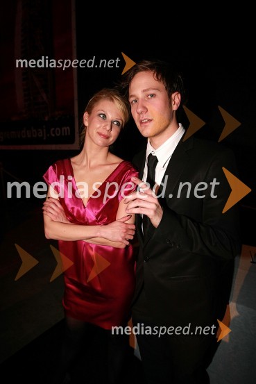 Tjaša Železnik in Klemen Slakonja, voditelja oddaje NLPViktorji 2007, rdeča preproga, zakulisje, after party