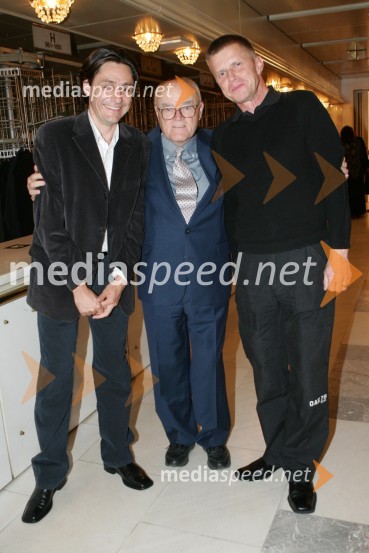 Režiser Samo M. Strelec, nagrajeni režiser Mile Korun in igralec Borut Veselko40. Borštnikovo srečanje, podelitev Borštnikovega prstana