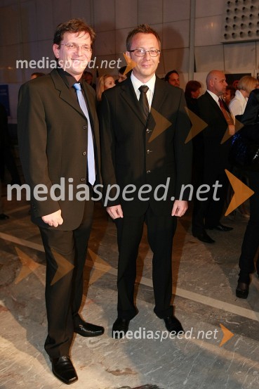 Stane Cencelj, direktor Radia HIT in Robert Pečnik - Pečo, moderator na Radiu HitViktorji 2007, rdeča preproga, zakulisje, after party