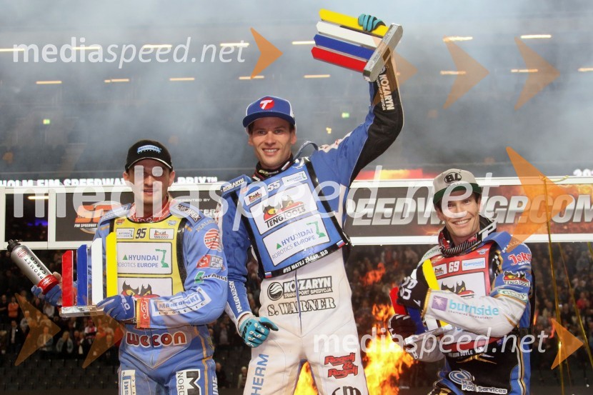  Bartosz Zmarzlik, speedwayist (Poljska);  Matej Žagar, speedwayist (Slovenija);  Jason Doyle, speedwayist (Avstralija)Žagar v Stockholmu do druge zaporedne zmage