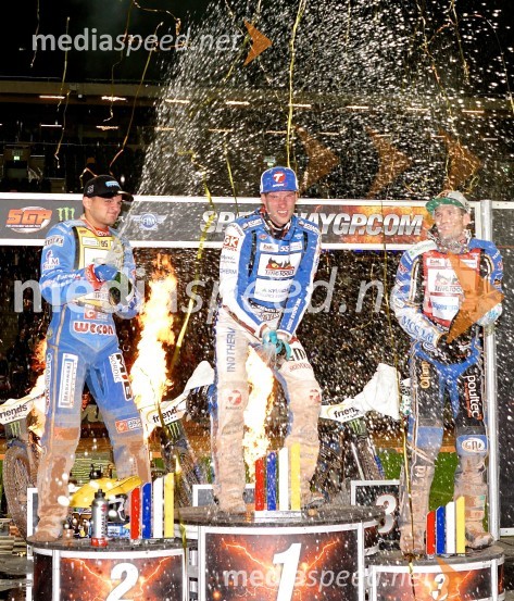  Bartosz Zmarzlik, speedwayist (Poljska);  Matej Žagar, speedwayist (Slovenija);  Jason Doyle, speedwayist (Avstralija)Žagar v Stockholmu do druge zaporedne zmage