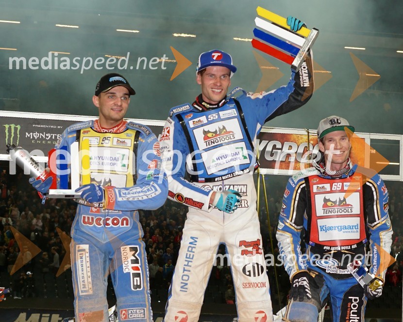 Bartosz Zmarzlik, speedwayist (Poljska);  Matej Žagar, speedwayist (Slovenija);  Jason Doyle, speedwayist (Avstralija)Žagar v Stockholmu do druge zaporedne zmage