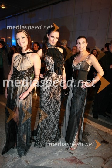 Glasbena skupina Ludusiel: Branka Pungerčar, Sabina Remar, Miss Universe Slovenije 2004 in Tjaša CvetkovViktorji 2007, rdeča preproga, zakulisje, after party