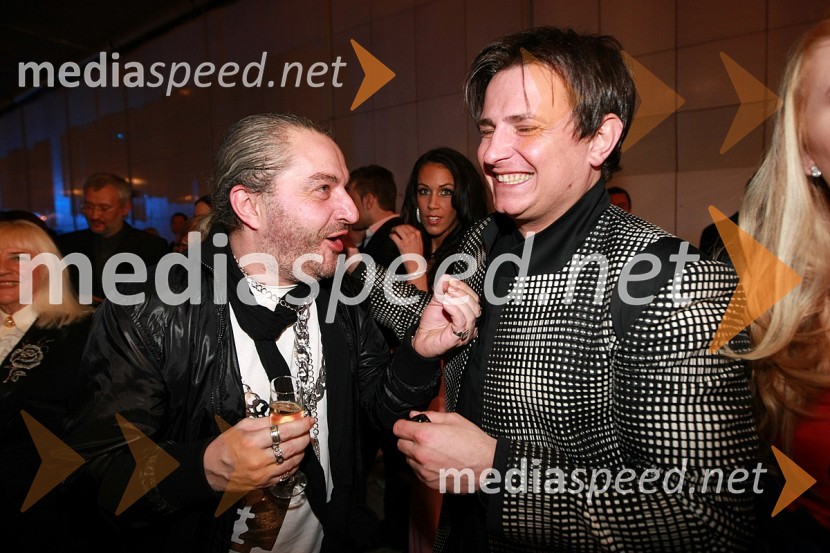 Milan Gačanović, stilist in Rado Mulej, igralecViktorji 2007, rdeča preproga, zakulisje, after party