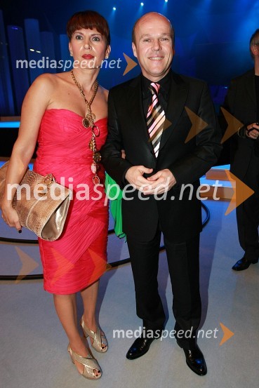 Marjan Jurenec, direktor Pro Plus z ženoViktorji 2007, rdeča preproga, zakulisje, after party