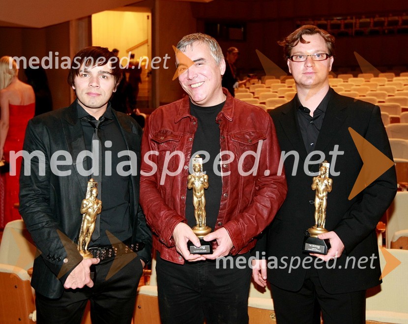 Lado Bizovičar, voditelj oddaje As ti tud not padu, Zoran Predin, pevec in Jurij Zrnec, voditelj oddaje As ti tud not paduViktorji 2007, rdeča preproga, zakulisje, after party