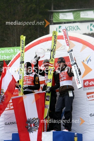 Gregor Schlierenzauer, Avstrija, Thomas Morgenstern, Avstrija in Janne Ahonen, FinskaFinale Svetovnega pokala v smučarskih skokih v Planici, NEDELJA