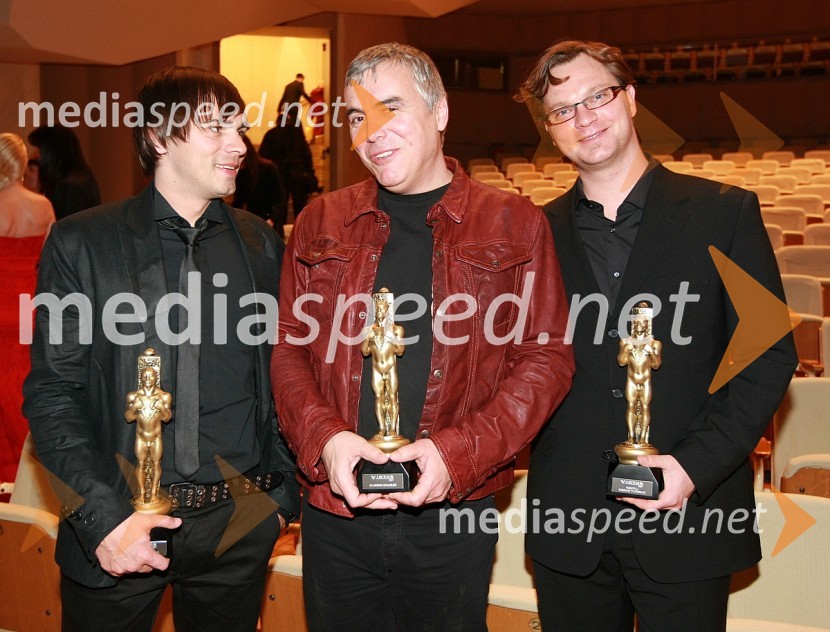 Lado Bizovičar, voditelj oddaje As ti tud not padu, Zoran Predin, pevec in Jurij Zrnec, voditelj oddaje As ti tud not paduViktorji 2007, rdeča preproga, zakulisje, after party