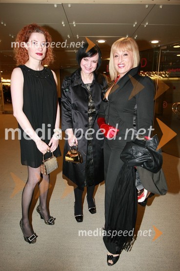 Hermina Kovačič, urednica Diners Magazine, Jožica Brodarič, modna ikona in Ana Žvorc, stilistka ter koreografinjaViktorji 2007, rdeča preproga, zakulisje, after party