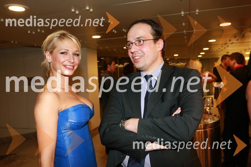 Maja Kljun in Leo Oblak, predsednik uprave Infonet media, d.d.Viktorji 2007, rdeča preproga, zakulisje, after party