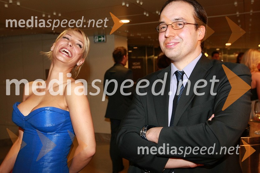 Maja Kljun in Leo Oblak, predsednik uprave Infonet media, d.d.Viktorji 2007, rdeča preproga, zakulisje, after party