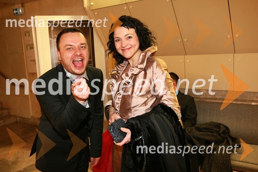 Sašo Papp in Polona Požgan, voditelja jutranjega programa na Radiu CenterViktorji 2007, rdeča preproga, zakulisje, after party