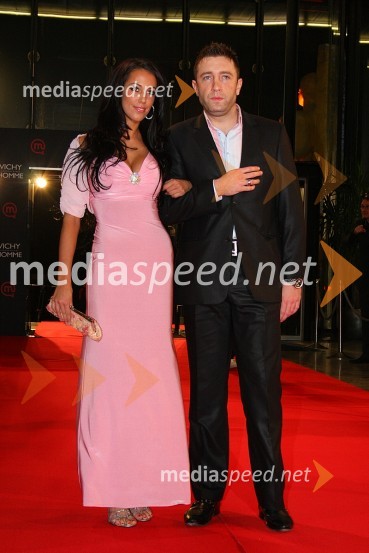 Tina Gaber, Miss Hawaiin Tropic 2008 in Primož Bohinc, vodja prodaje pri podjetju ElektrončekViktorji 2007, rdeča preproga, zakulisje, after party