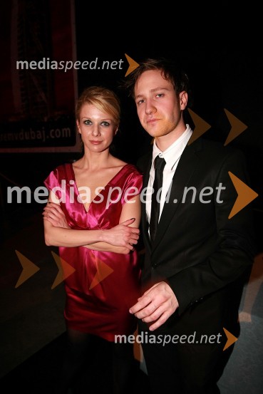 Tjaša Železnik in Klemen Slakonja, voditelja oddaje NLPViktorji 2007, rdeča preproga, zakulisje, after party