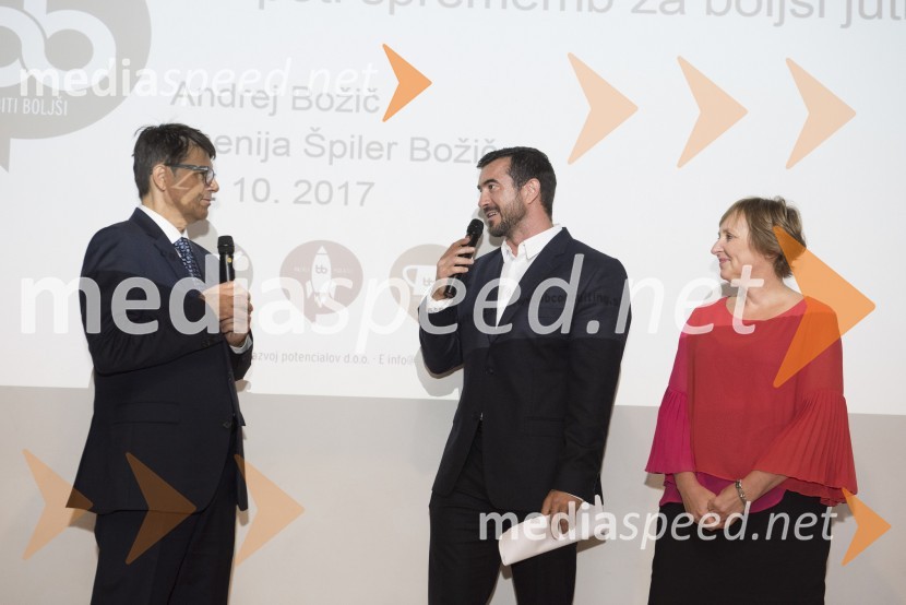  Andrej Božič, generalni direktor družbe Steklarna Hrastnik, predsednik Britansko-slovenske gospodarske zbornice;  Marko Potrč, televizijski voditelj;  Ksenija  Špiler Božič, BB SvetovanjeAkademija PRVA: Posel smo ljudje