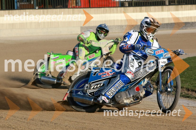 Matej Žagar (AMTK Ljubljana) in Maks Gregorič (AMTK Ljubljana)Trening speedwayistov