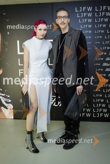  Sara Briški Cirman - Raiven, pevka, harfistka;  Matjaž Plošinjak, modni oblikovalecLjubljana Fashion Week (LJFW) 2017, četrti dan