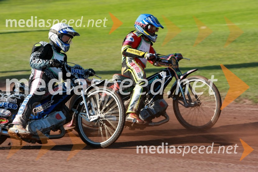 Fritz Wallner (Avstrija), Denis Štojs (ST Lendava)SPEEDWAY DP posameznikov 2008 1. dirka, Skupina A