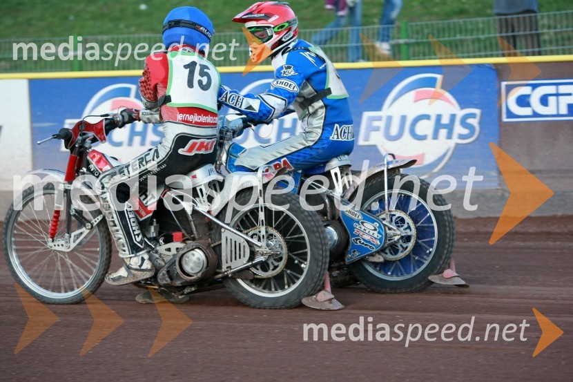 Jernej Kolenko in Matej Žagar (oba AMTK Ljubljana)SPEEDWAY DP posameznikov 2008 1. dirka, Skupina A
