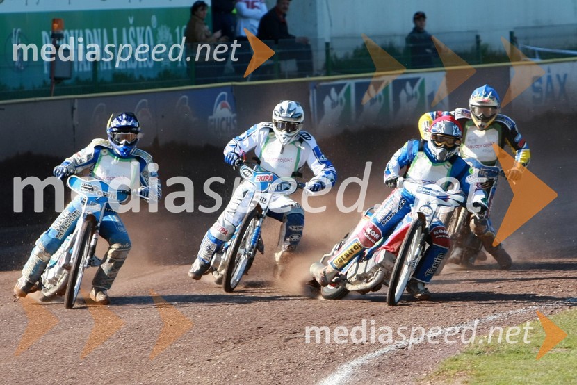 Jurica Pavlic (SK Unia Goričan), Matej Žagar (AMTK Ljubljana), Izak Šantej (AMD Krško), Ivan Vargek (SK Unia Goričan)SPEEDWAY DP posameznikov 2008 1. dirka, Skupina A