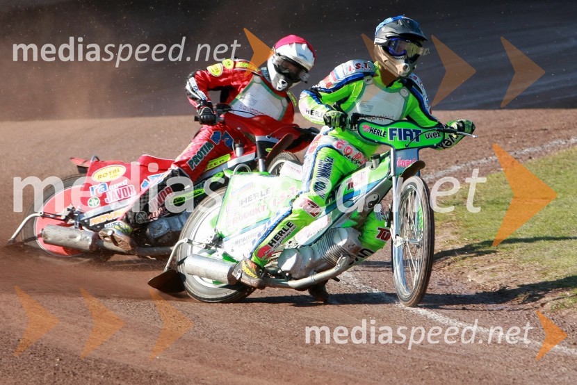 Aleksander Čonda (AMD Krško), Maks Gregorič (AMTK Ljubljana)SPEEDWAY DP posameznikov 2008 1. dirka, Skupina A