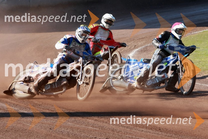 Matija Duh (AMD Krško), Aleksander Čonda (AMD Krško), Nikola Pigac (SK Unia Goričan)SPEEDWAY DP posameznikov 2008 1. dirka, Skupina A