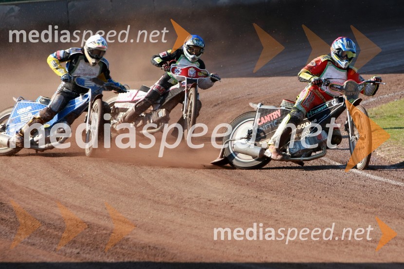 Ivan Vargek (SK Unia Goričan), Manuel Hauzinger (Avstrija), Denis Štojs (ST Lendava)SPEEDWAY DP posameznikov 2008 1. dirka, Skupina A