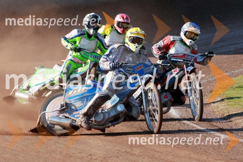 Maks Gregorič (AMTK Ljubljana), Nikola Martinec (SK Prelog), Matej Žagar in Jernej Kolenko (oba AMTK Ljubljana)SPEEDWAY DP posameznikov 2008 1. dirka, Skupina A