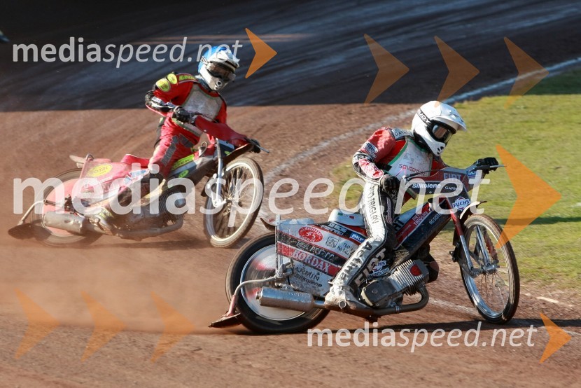 Aleksander Čonda (AMD Krško), Jernej Kolenko (AMTK Ljubljana)SPEEDWAY DP posameznikov 2008 1. dirka, Skupina A