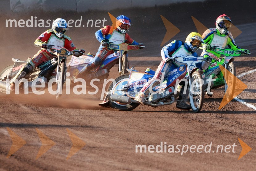 Denis Štojs (ST Lendava), Heinrich Schatzer (Avstrija), Izak Šantej (AMD Krško), Maks Gregorič (AMTK Ljubljana)SPEEDWAY DP posameznikov 2008 1. dirka, Skupina A