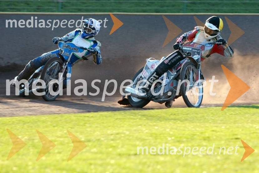 Jurica Pavlic (SK Unia Goričan) in Jernej Kolenko (AMTK Ljubljana)SPEEDWAY DP posameznikov 2008 1. dirka, Skupina A